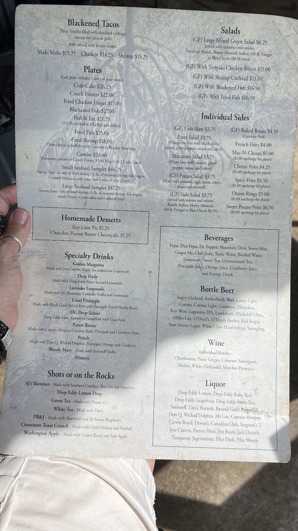 Seafood dishes and small plates.